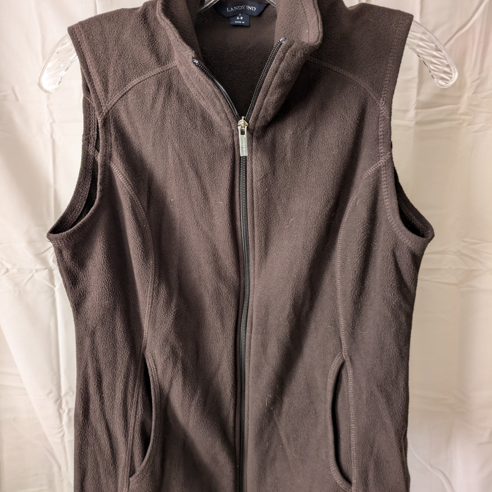 Lands' End Men's Dark Brown Fleece Vest